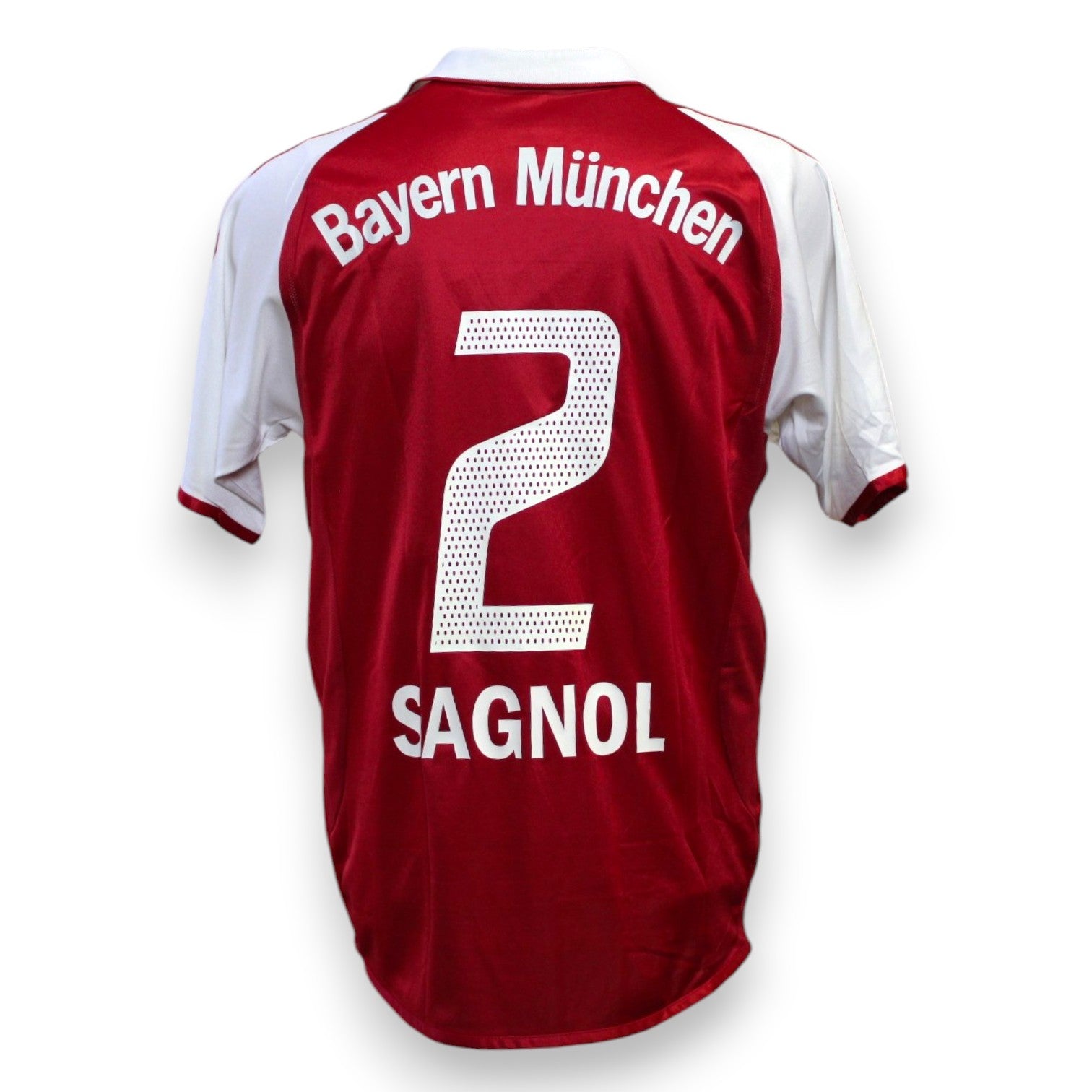 Retro maglia Bayern München 2005-06 numero 2 Sagnol Store – scritta Bayern München – Adidas – cimelio Bundesliga