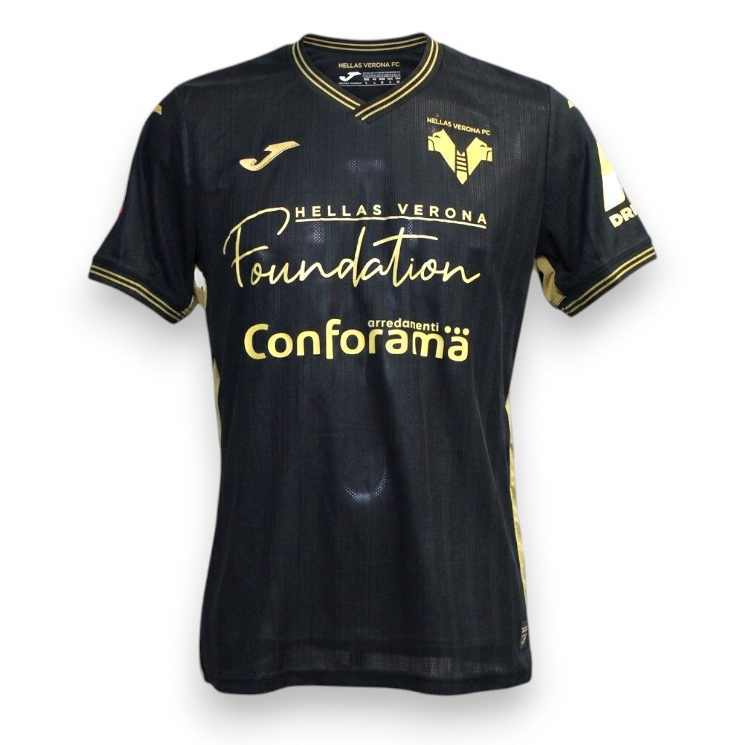 Maglia Hellas Verona Third 2024-25 Player Issued – Joma – sponsor Foundation Conforama – nero e oro – condizioni Excellent