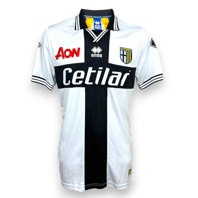 Maglia Parma Calcio Home 2018-19 Player Issued – Erreà – sponsor AON Cetilar – croce nera – patch Serie A TIM – condizioni Good