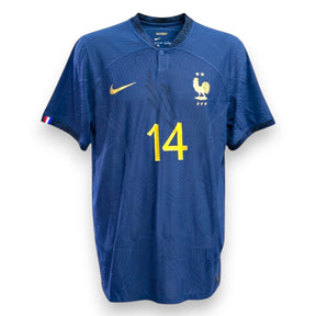 Maglia Francia Home 2022-23 Store autografata Adrien Rabiot numero 14 – Nike Dri-FIT ADV – due stelle – World Cup 2022