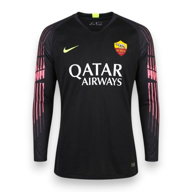 Maglia portiere AS Roma GK Home 2018-19 Player Issued maniche lunghe – Nike Gardien II – sponsor Qatar Airways – nero e rosa – condizioni Excellent