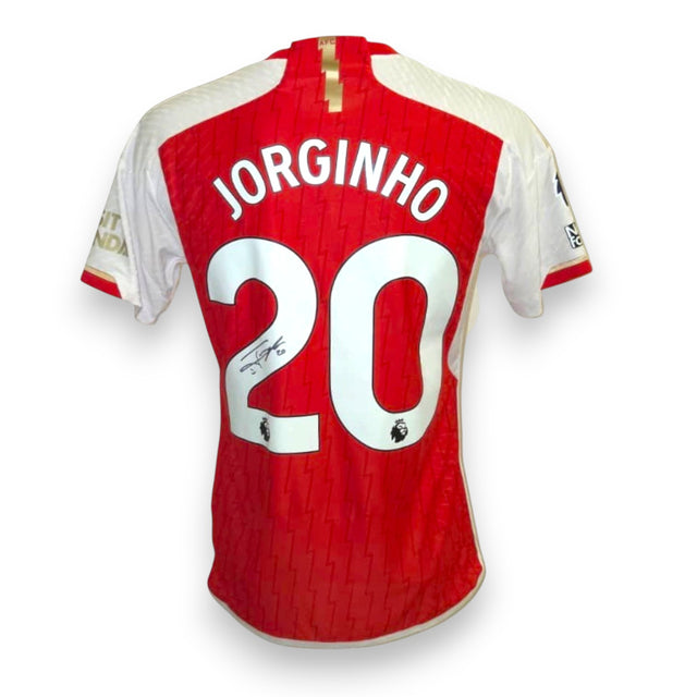 Retro maglia Arsenal Home 2023-24 nameset Jorginho 20 con autografo originale – Premier League – cimelio autentico
