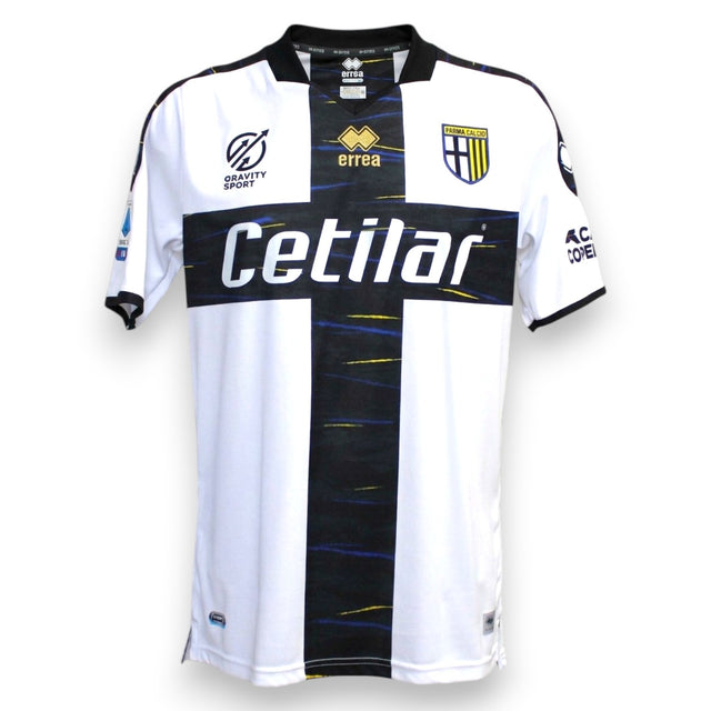 Maglia Parma Calcio Home 2021-22 Player Issued – Erreà – sponsor Cetilar – croce nera con striature blu oro – patch Serie B – condizioni Excellent