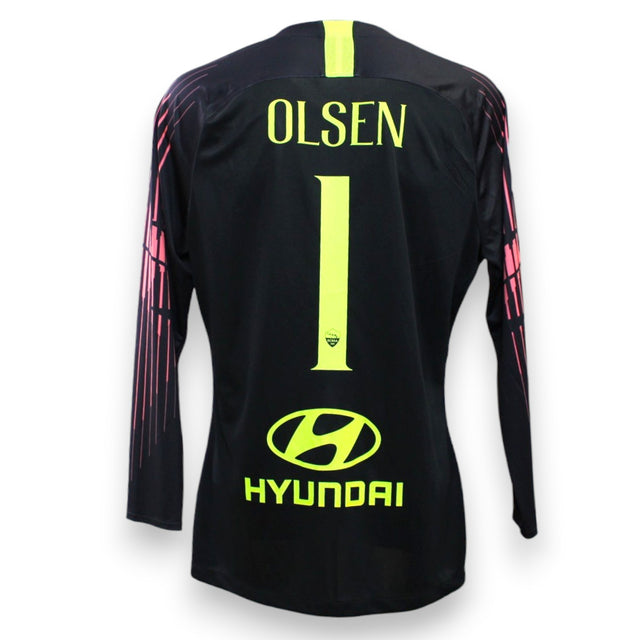 Retro maglia portiere AS Roma 2018-19 numero 1 Olsen Player Issued – sponsor Hyundai giallo limone – Nike – cimelio Serie A