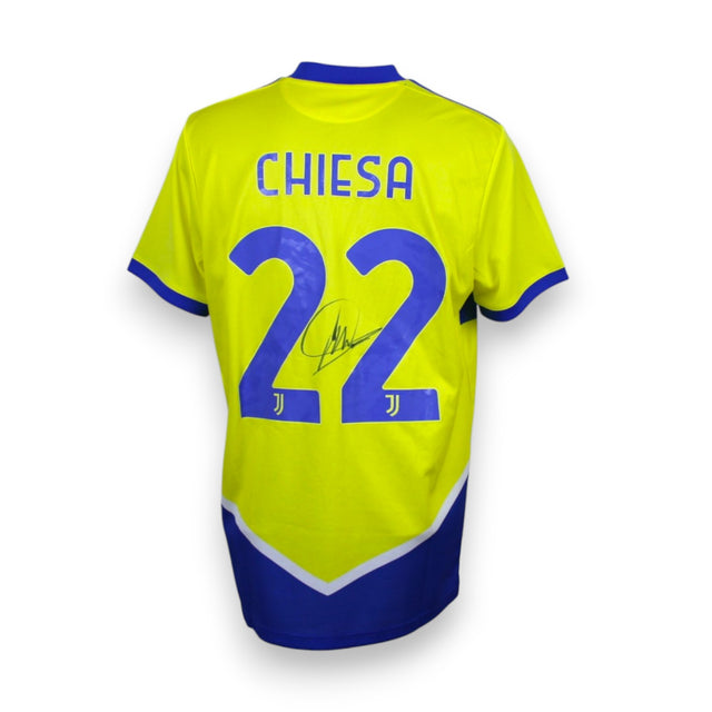 Retro maglia Juventus Third 2021-22 numero 22 Federico Chiesa autografata – Adidas – nameset blu giallo – firma originale