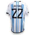 Retro maglia Argentina Home 2022-23 nameset Lautaro 22 – Adidas – strisce celeste e bianche – Campioni del Mondo 2022