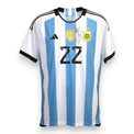 Maglia Argentina Home 2022-23 Store autografata Lautaro Martínez numero 22 – Adidas – patch FIFA World Champion 2022 – tre stelle – taglia XL