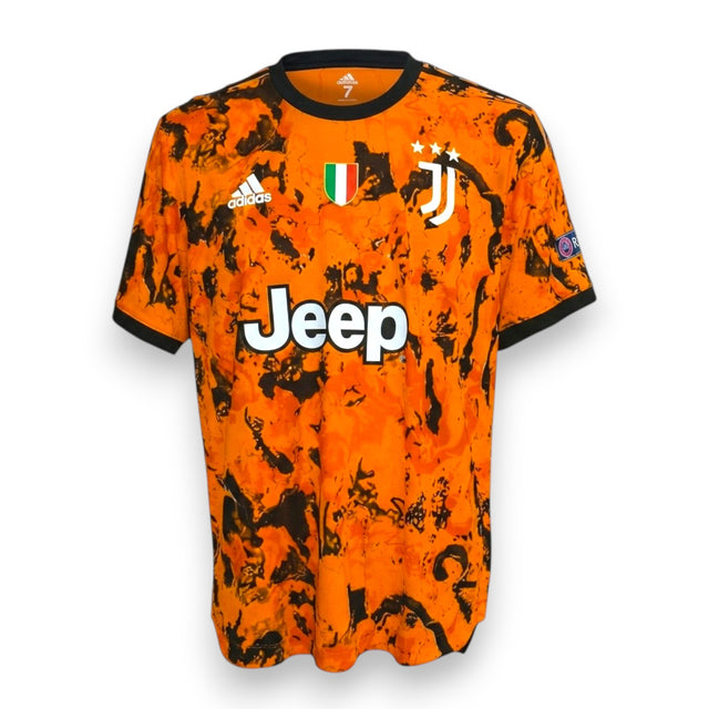 Maglia Juventus Third 2020-21 Player Issued Cristiano Ronaldo numero 7 – Adidas – sponsor Jeep – design arancione nero – UCL
