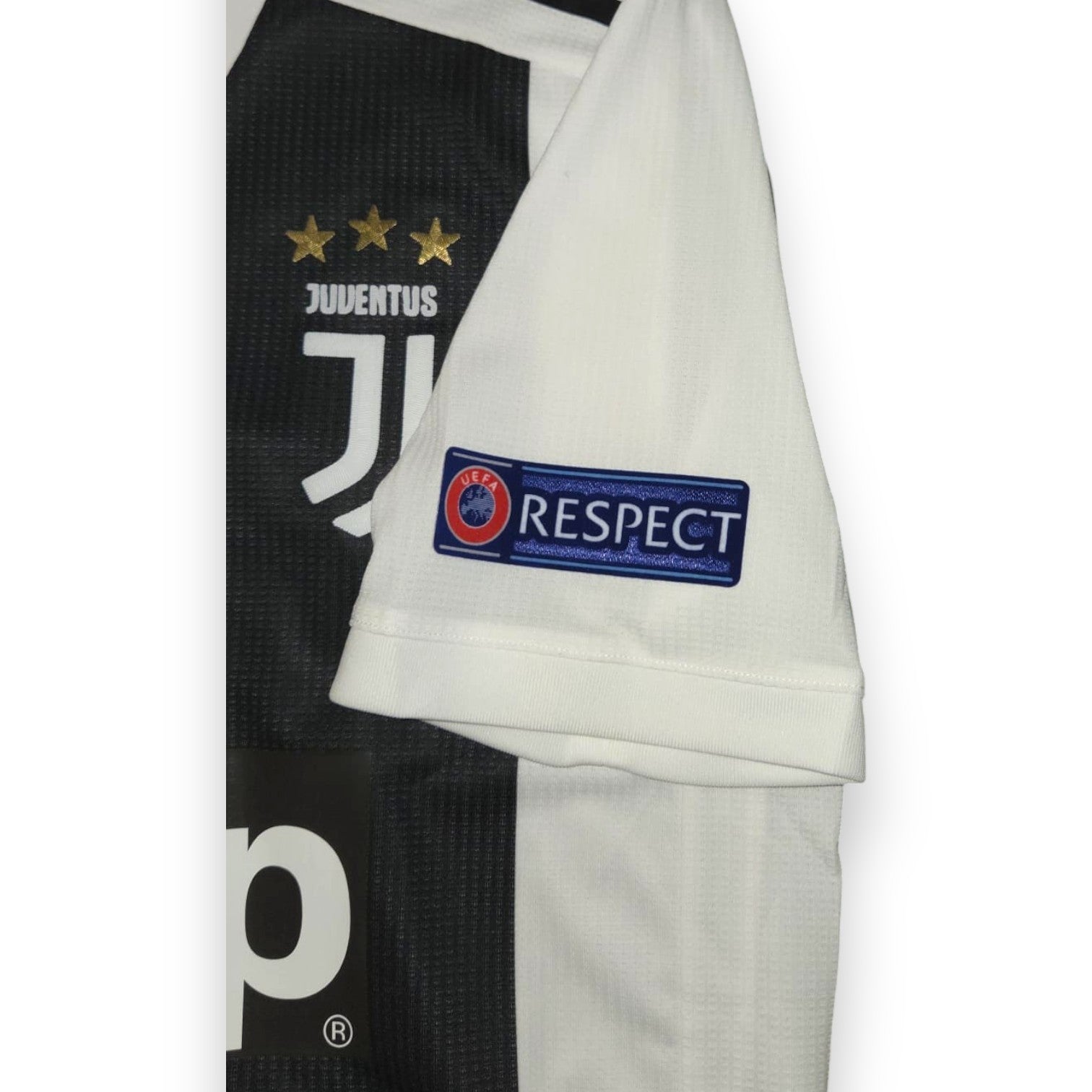 Patch UEFA Respect maglia Juventus Home 2018-19 Player Issued – manica – Adidas Climachill – Ronaldo N.7