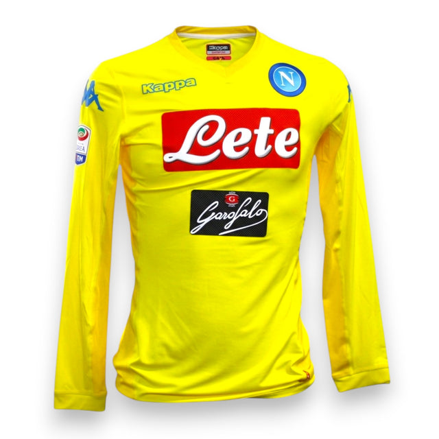 Maglia SSC Napoli Away 2017-18 Player Issued maniche lunghe – Kappa Kombat – sponsor Lete Garofalo – patch Serie A TIM – gialla – condizioni Excellent