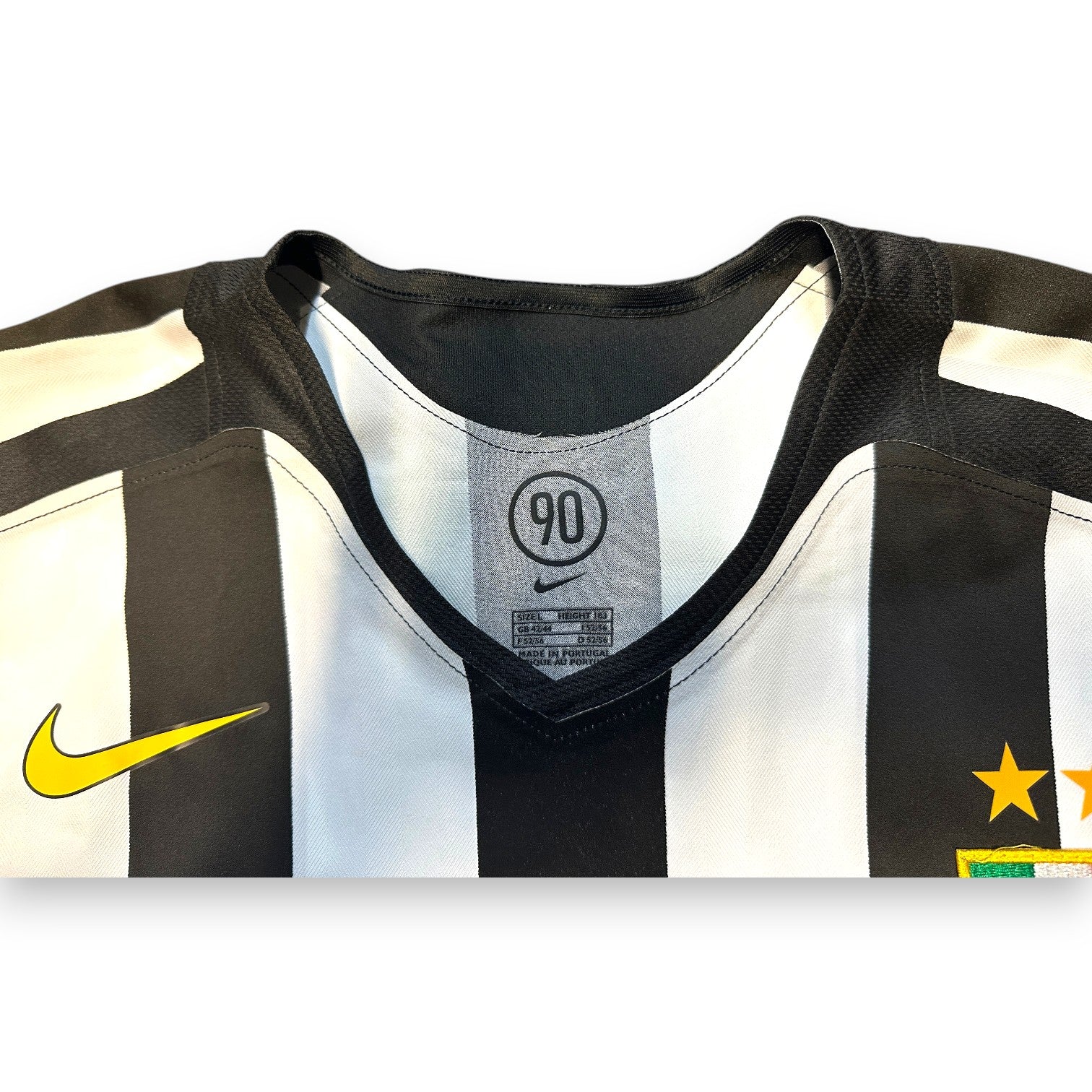 Etichetta interna maglia Juventus 2005-06 Nike – taglia L – Made in Portugal – Player Issued autentica