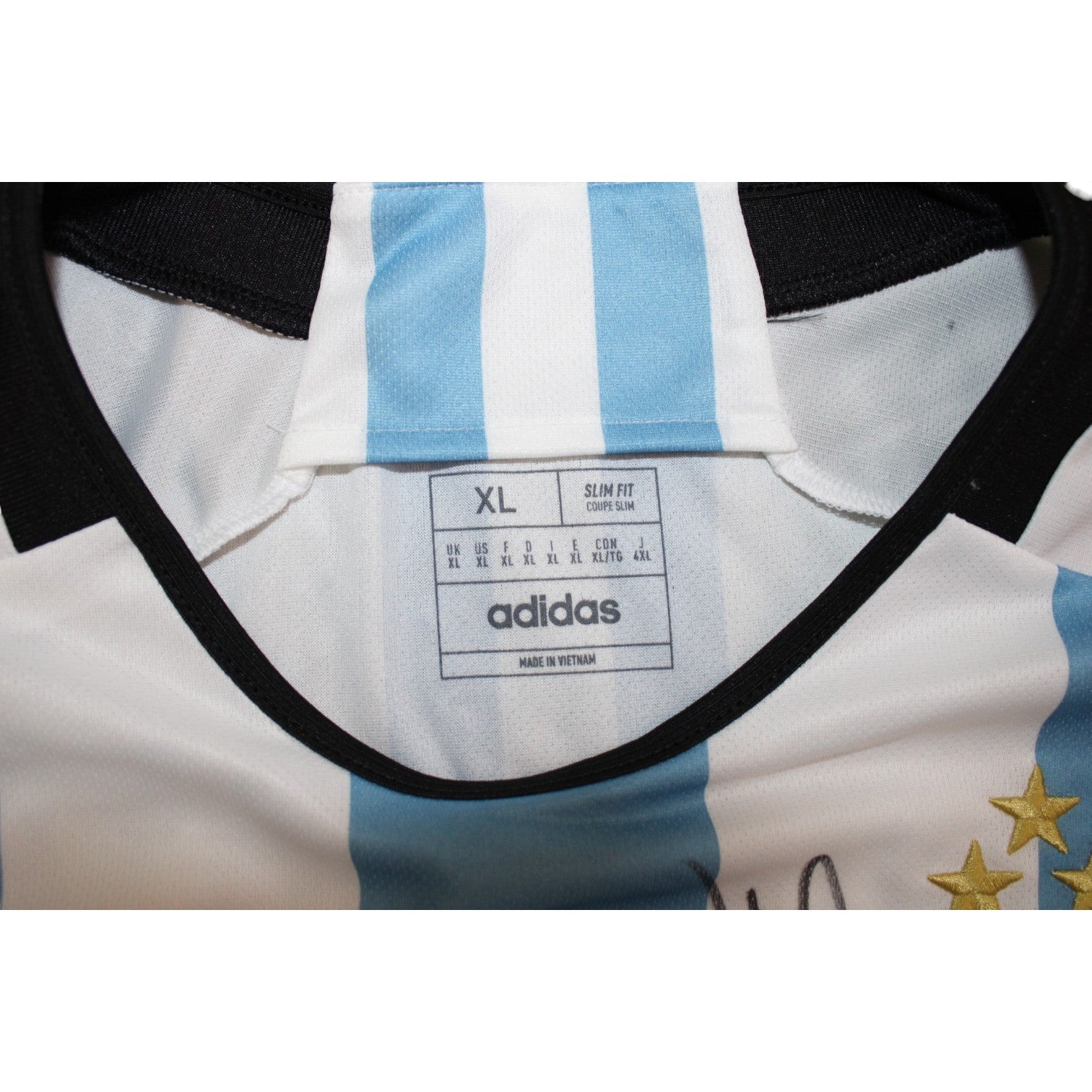 Etichetta Adidas maglia Argentina Home 2022-23 – taglia XL Slim Fit – Made in Vietnam