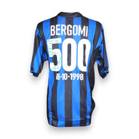 Retro maglia Inter 1998-99 nameset Bergomi 500 con dedica autografa originale in verde – 18-10-1998 – 500 presenze Inter