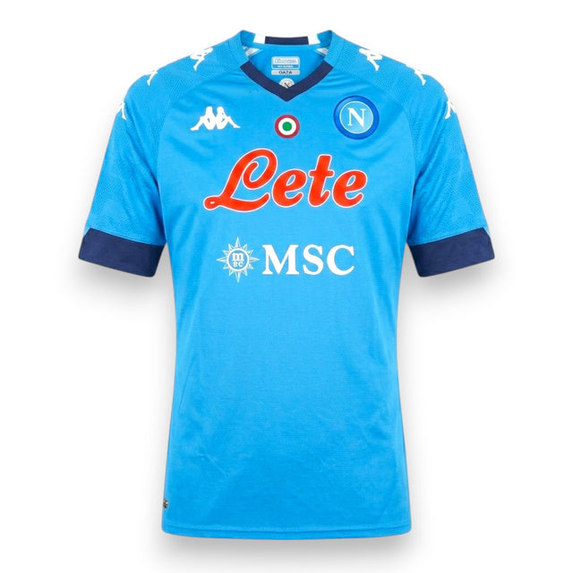Fronte maglia SSC Napoli Home 2020-21 Player Issued Andrea Petagna numero 37 – Kappa Lete MSC – azzurro