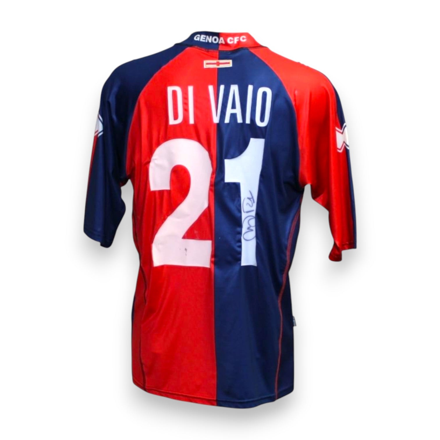 Retro maglia Genoa CFC Home 2007-08 Store numero 21 Di Vaio autografata – pennarello argento