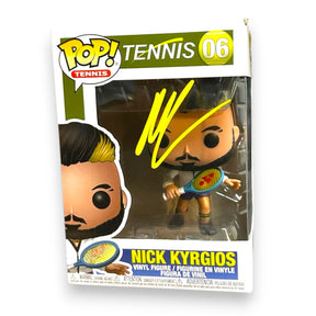 Funko Pop autografato Nick Kyrgios – Pop! Tennis N.06 figura vinile – autografo originale pennarello giallo fluo sulla confezione – 15,5x11,5 cm – condizioni Excellent