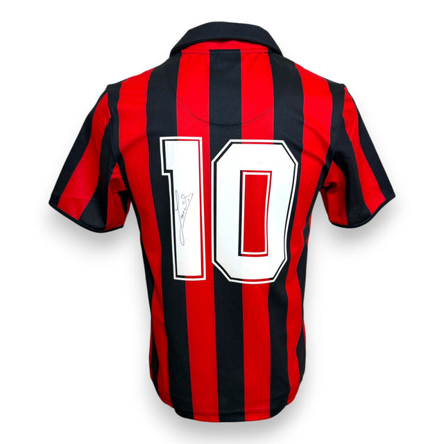 Retro maglia AC Milan 1988-89 Heritage numero 10 autografata Ruud Gullit – pennarello scuro – Official Licensed Product