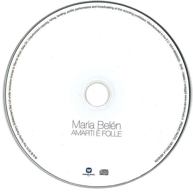Disco CD Belén Rodríguez Amarti è folle 2015 – Warner Music Italia – Maria Belén