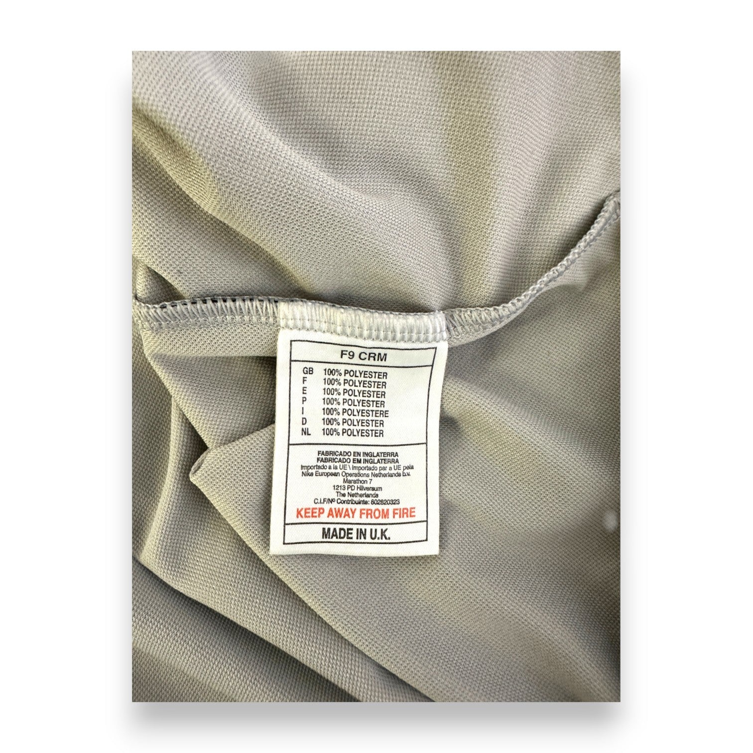 Etichetta composizione 100% poliestere Made in U.K. maglia PSG Away 2001-02