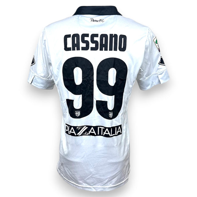 Retro maglia Parma Home 2014-15 Store Erreà – nameset CASSANO numero 99 – sponsor Piazza Italia – scritta Parma FC collo