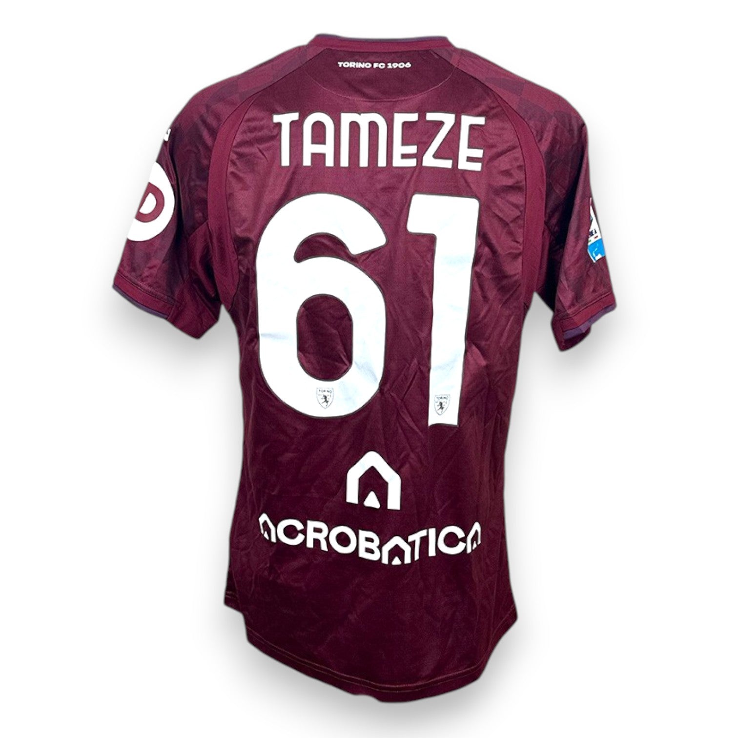 Retro maglia Torino FC Home 2024-25 Match Worn Tameze numero 61 – patch Serie A Enilive – sponsor Acrobatica – Joma