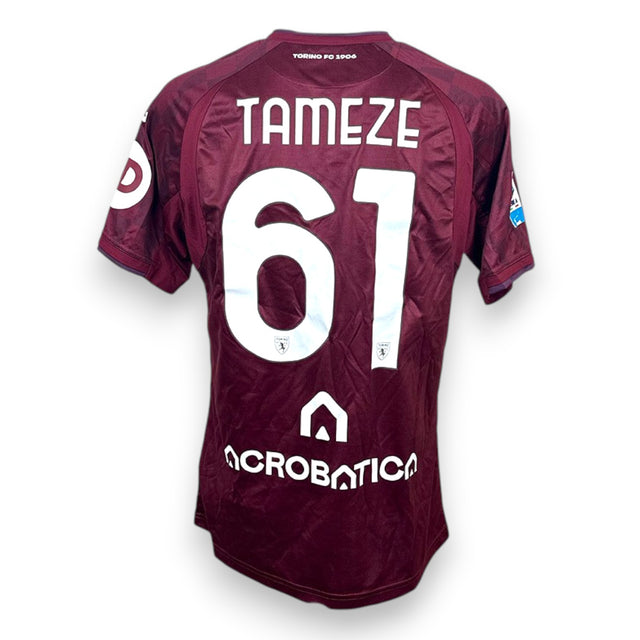 Retro maglia Torino FC Home 2024-25 Match Worn Tameze numero 61 – patch Serie A Enilive – sponsor Acrobatica – Joma