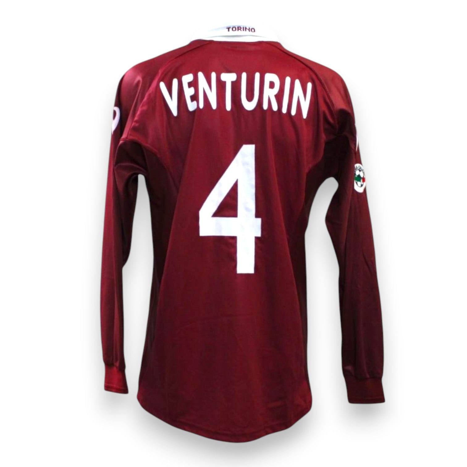 Retro maglia Torino Home 2001-02 Player Issued – numero 4 Giorgio Venturin – manica lunga – patch Lega Calcio manicotto destro – Made in Italy