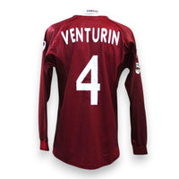 Retro maglia Torino Home 2001-02 Player Issued – numero 4 Giorgio Venturin – manica lunga – patch Lega Calcio manicotto destro – Made in Italy