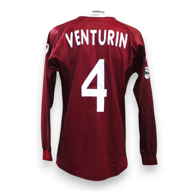 Retro maglia Torino Home 2001-02 Player Issued – numero 4 Giorgio Venturin – manica lunga – patch Lega Calcio manicotto destro – Made in Italy