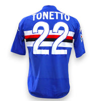 Retro maglia Sampdoria Home 2005-06 Player Issued – numero 22 Max Tonetto – patch Lega Calcio Serie A TIM – Kappa