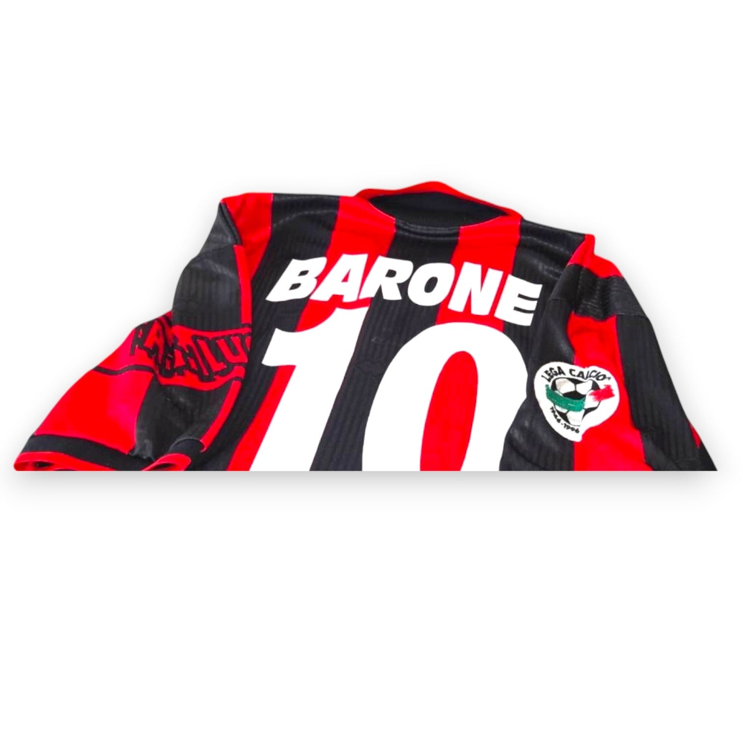 Dettaglio retro maglia Lucchese 1996-97 Player Issued – nome Barone numero 10 – patch Lega Calcio originale