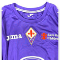 Dettaglio colletto maglia Fiorentina 2012-13 Player Issued – scritta Garrisca al vento il labaro Viola – taglia M Joma