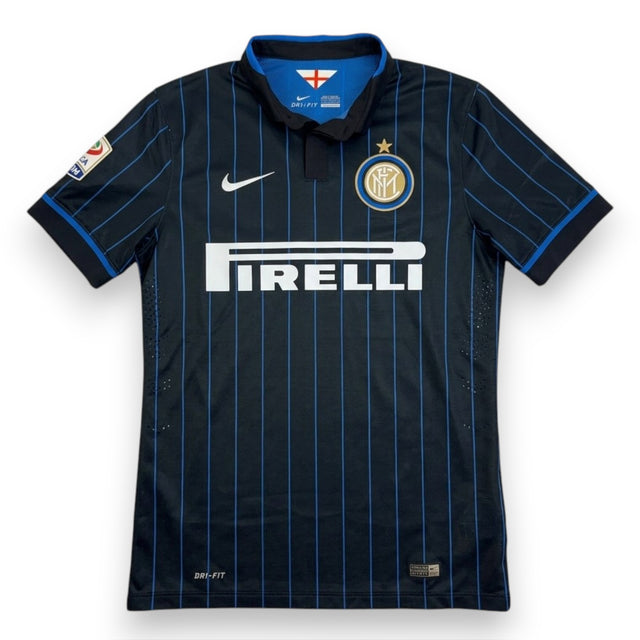 Maglia Inter Home 2014-15 Player Issued Osvaldo N.7 – Nike Dri-Fit – sponsor Pirelli – polo collar pinstripes nero blu