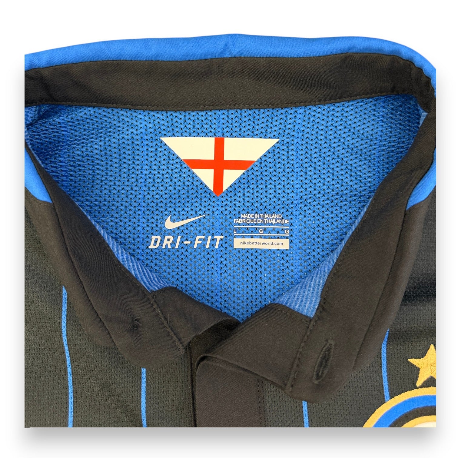 Colletto polo interno maglia Inter Home 2014-15 Nike Dri-Fit taglia L – croce di San Giorgio – Player Issued Osvaldo