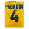 Dettaglio numero 4 e nome Paganin su maglia Bologna Away 1998-99 Player Issued Diadora – logo Diadora impresso sul numero