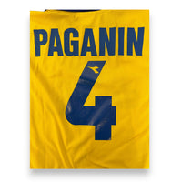 Dettaglio numero 4 e nome Paganin su maglia Bologna Away 1998-99 Player Issued Diadora – logo Diadora impresso sul numero