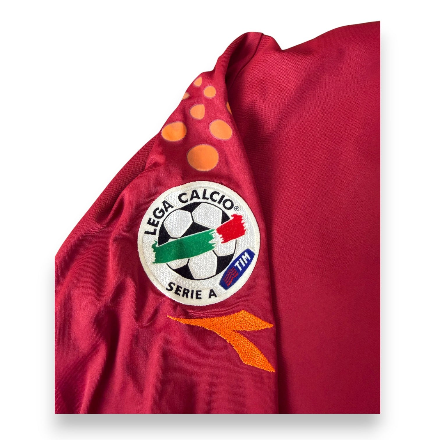 Patch Lega Calcio Serie A TIM maglia AS Roma 2005-06 – logo Diadora arancione – Player Issued Christian Panucci N.2