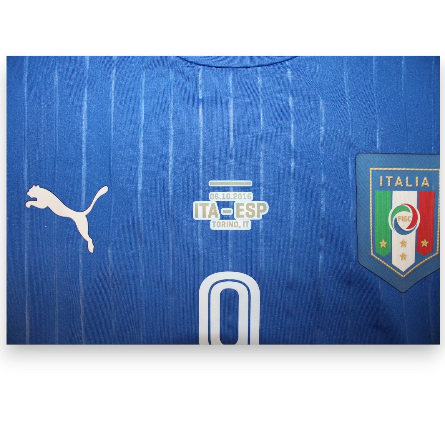 Dettaglio patch ITA-ESP 06.10.2016 Torino maglia Player Issued Pellè – ultima convocazione in Nazionale