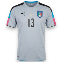 Fronte maglia portiere Italia GK Home 2016-17 Player Issued numero 13 – Puma – grigio azzurro maniche multicolor