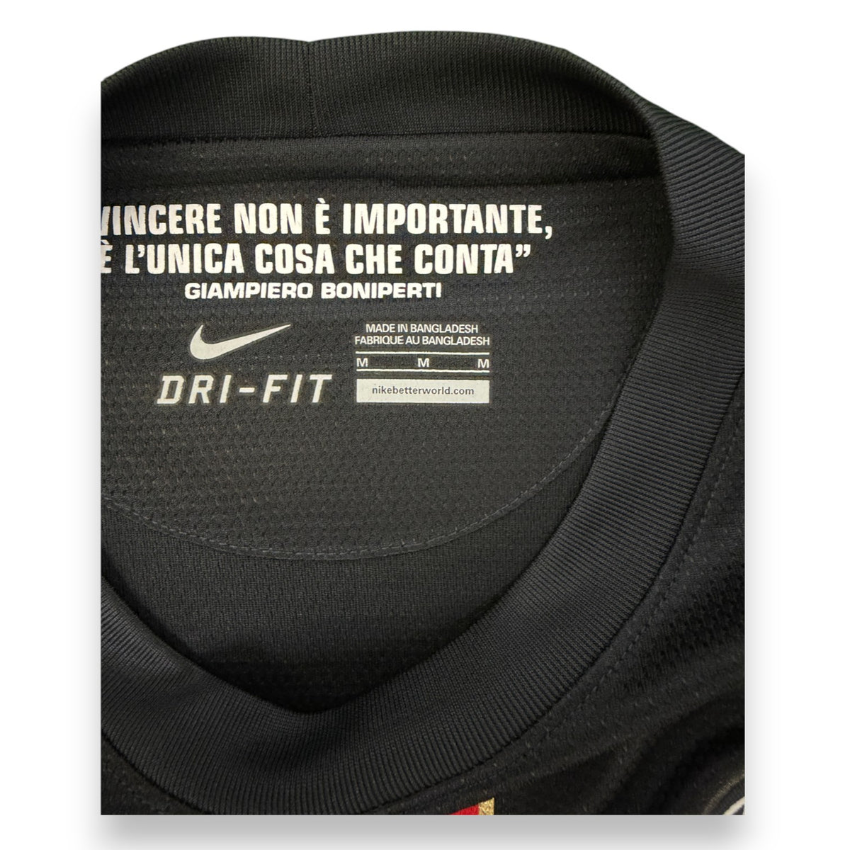 Colletto maglia Juventus 2012-13 con frase di Boniperti – Nike Dri-Fit taglia M