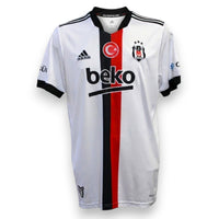 Fronte maglia Beşiktaş JK Home 2021-22 Player Issued – adidas – sponsor Beko – scudo BJK 1903 – banda nero rossa centrale