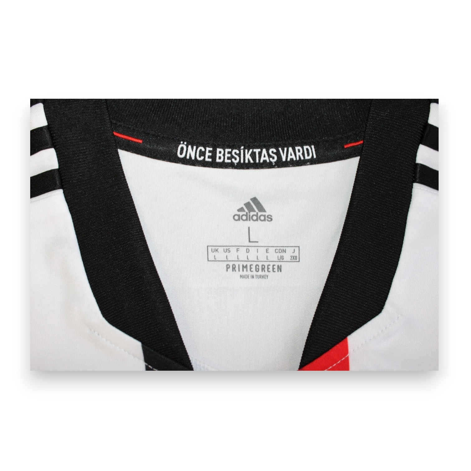 Etichetta taglia maglia Beşiktaş JK Home 2021-22 – taglia L – adidas Primegreen – Made in Turkey