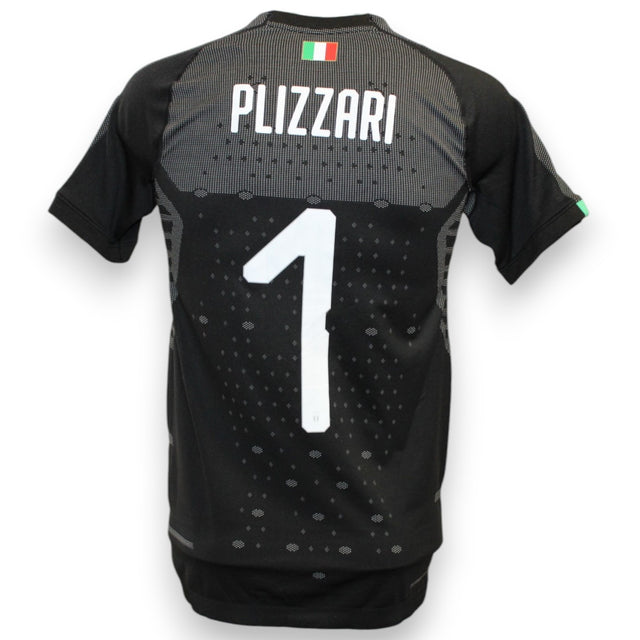 Maglia portiere Italia GK 2017-18 Player Issued Alessandro Plizzari numero 1 – Puma evoKNIT – nero grigio geometrico