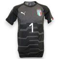 Fronte maglia portiere Italia GK 2017-18 Player Issued numero 1 – Puma – design nero con jacquard geometrico