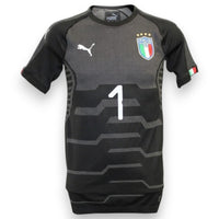 Fronte maglia portiere Italia GK 2017-18 Player Issued numero 1 – Puma – design nero con jacquard geometrico