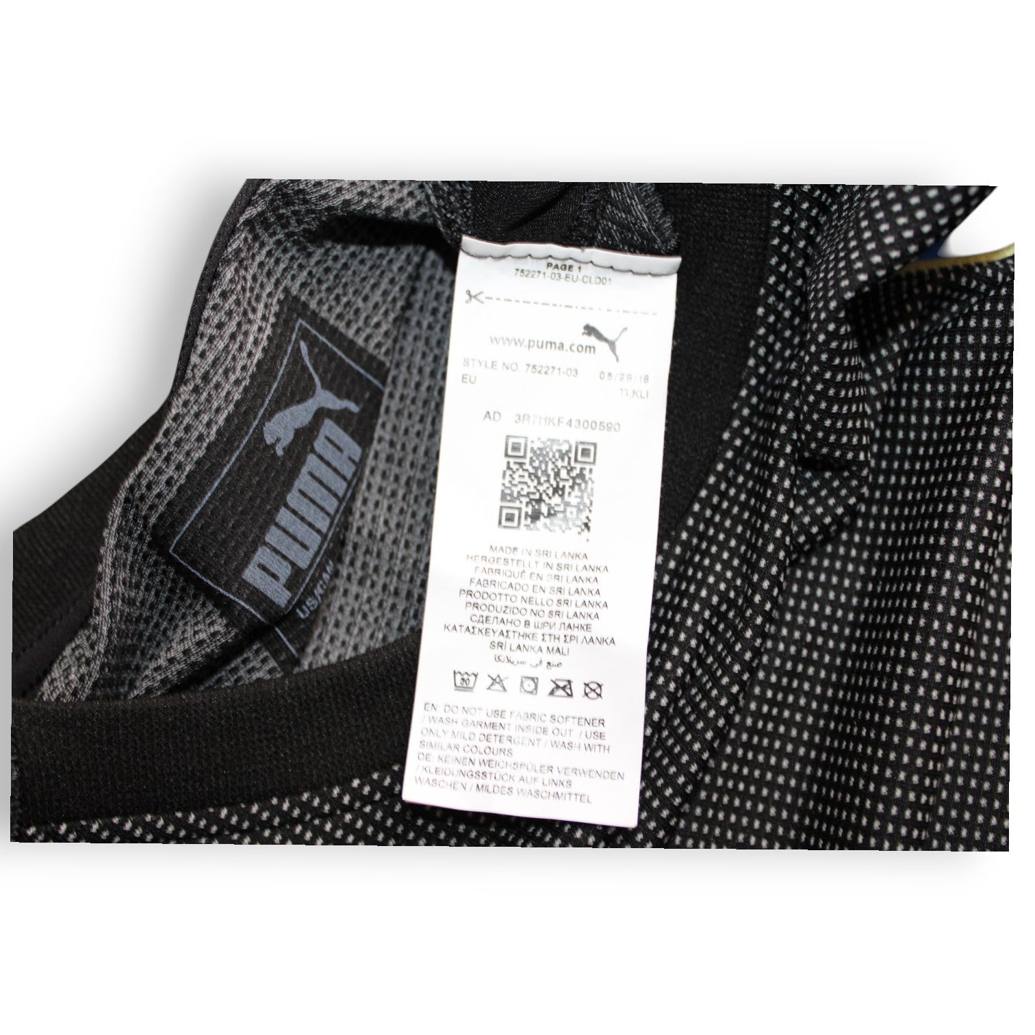 Etichetta lavaggio maglia portiere Italia Player Issued Plizzari 2017-18 – Puma style 752271-03 – Made in Sri Lanka
