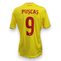 Retro maglia Romania Under-21 Home 2019 Match Issue George Pușcaș numero 9 – Joma – scritta ROMANIA – fornitura gara semifinale UEFA Euro Under-21 2019
