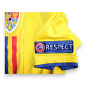 Dettaglio patch UEFA Respect maglia Romania Under-21 2019 Match Issue Pușcaș – stemma Romania – fornitura gara ufficiale UEFA