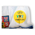 Dettaglio patch UEFA Fair Play maglia Repubblica Ceca 2011-12 Player Issued Rajtoral – cerchio giallo – stemma FAČR – fornitura gara ufficiale