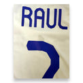 Dettaglio nome e numero Raúl 7 maglia Real Madrid 2007-08 – segni del tempo